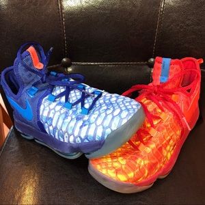 BOYS NIKE KD9 FIRE & ICE SNEAKERS 6.5Y